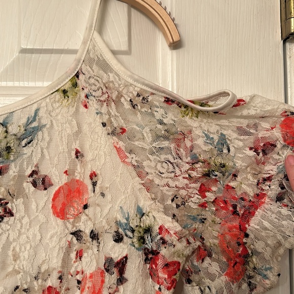 Disney Beauty and the Beast Floral lace Cold Shoulder midi dress size L - Picture 5 of 9